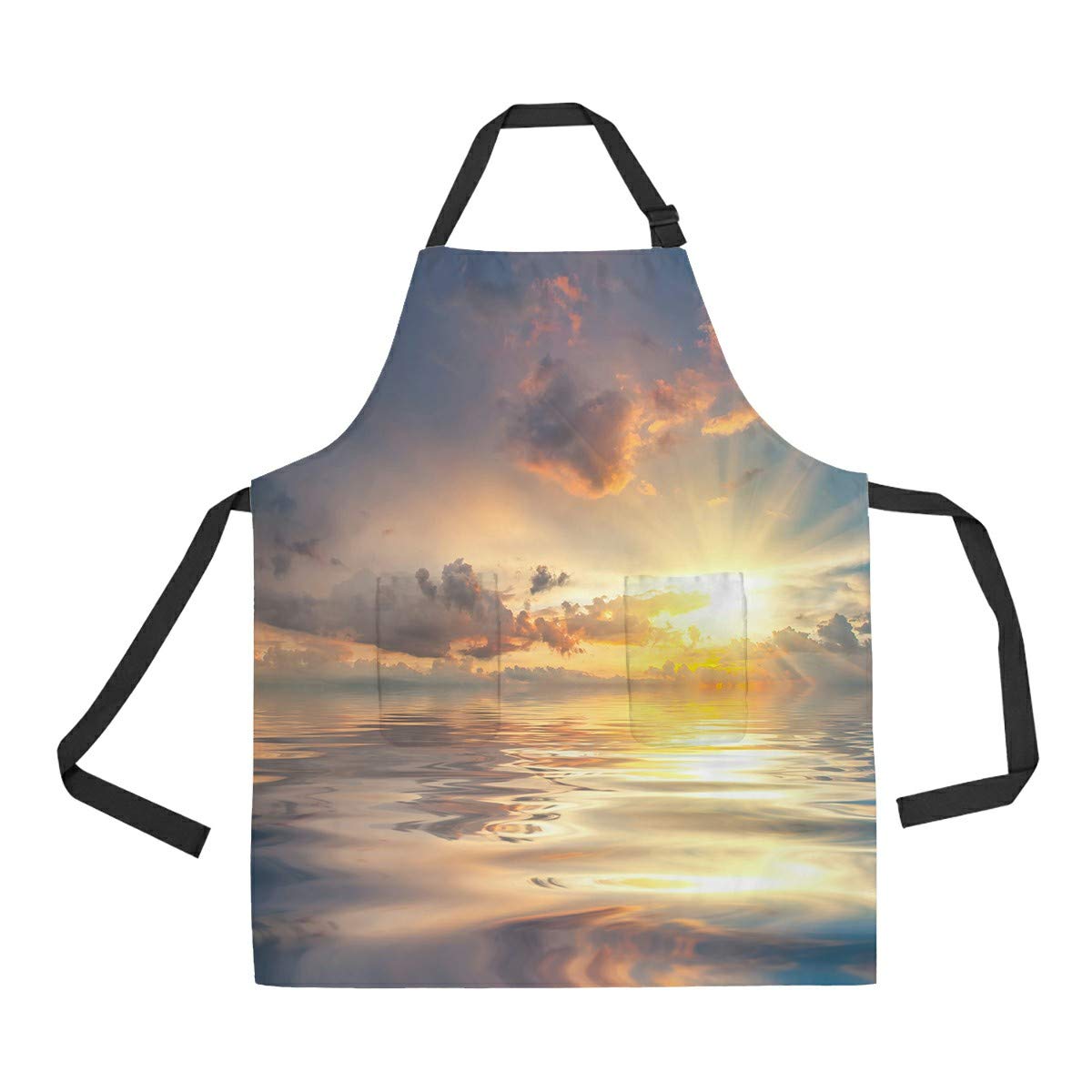 Sunset Sea Reflection Apron for Cooking Baking Gardening with Pockets - Home & Kitchen Use
