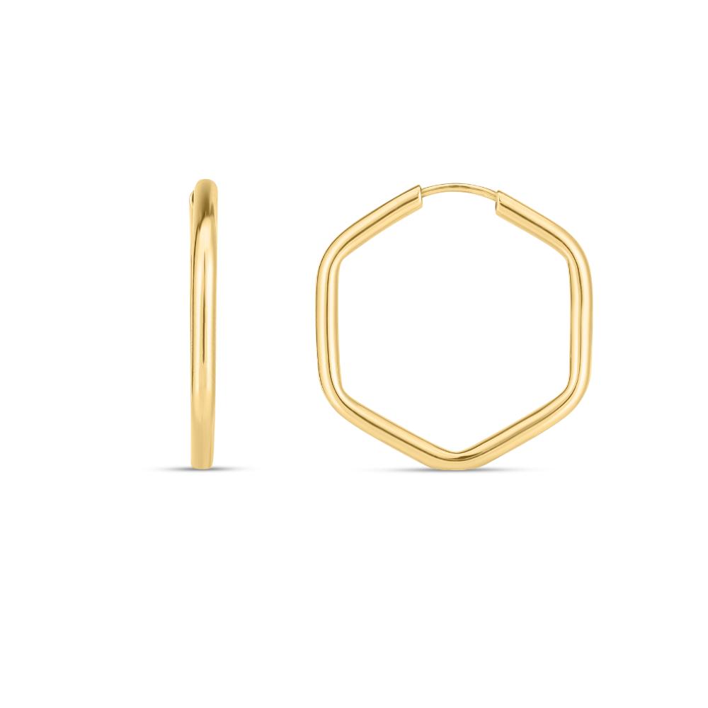 14K Gold Endless Hexagon Hoop Earrings for Women - Minimalist Geometric Jewelry for Everyday Wear & Special Occasions