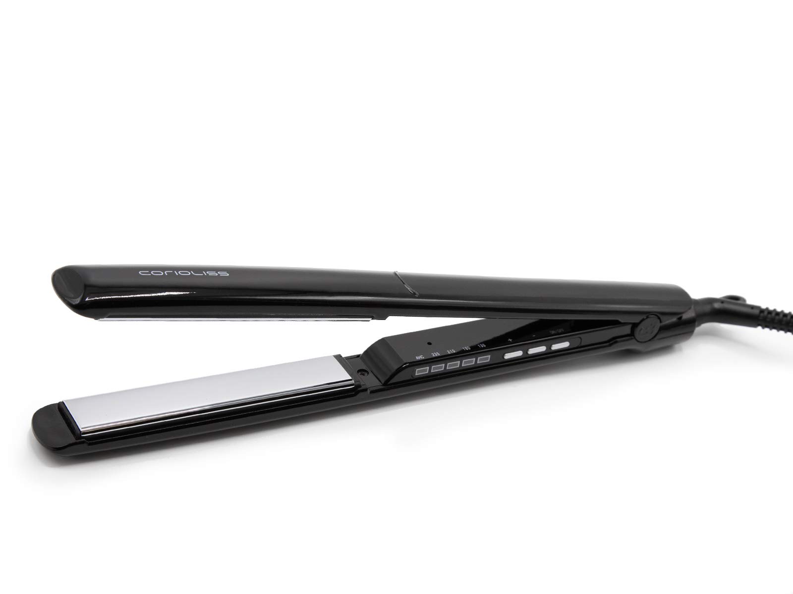 Corioliss C3 Professional Titanium Flat Iron Hair Straightener - Adjustable Temperature Control for Smooth, Shiny Hair - Perfect for Home & Salon Use (Black Gloss)