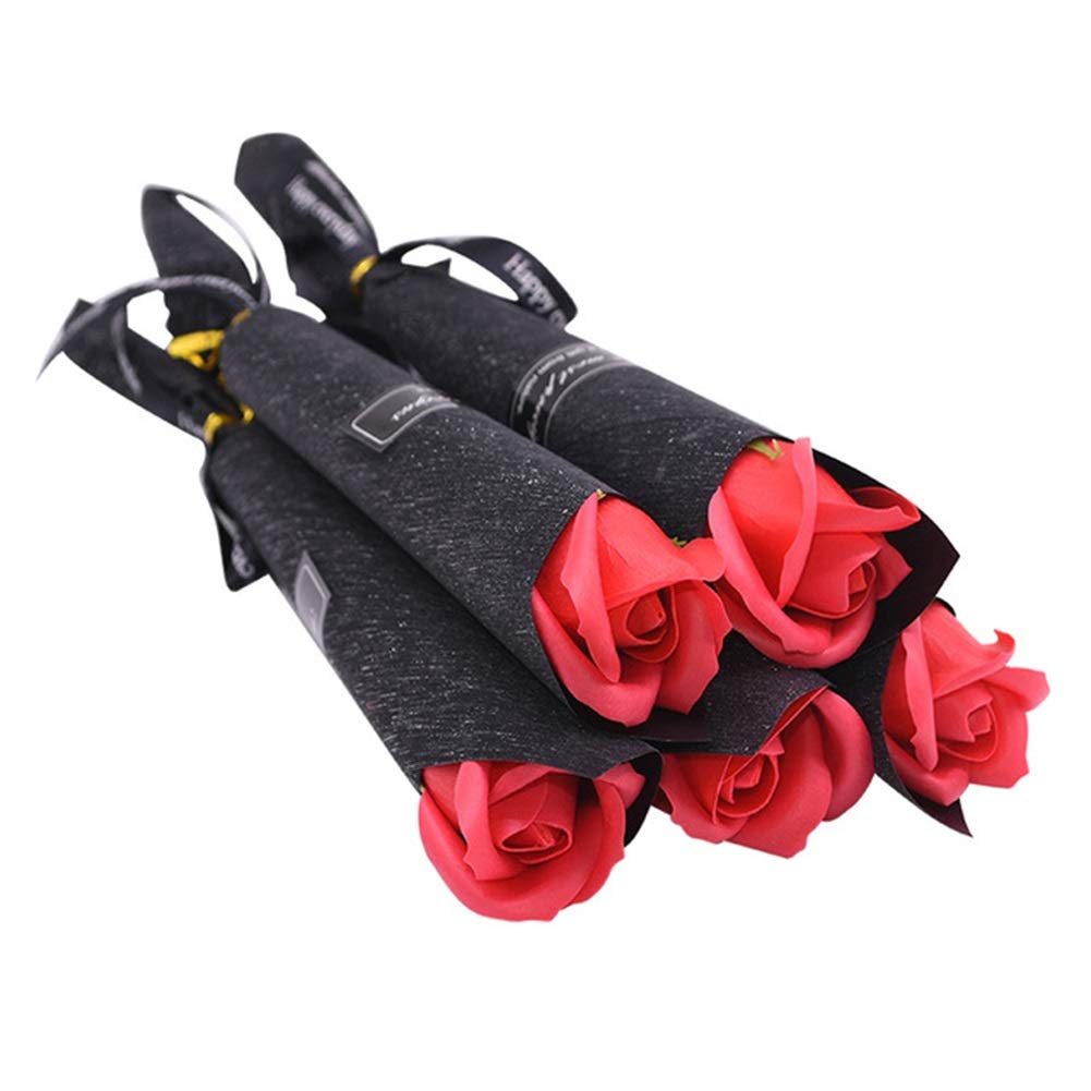 Chrees 5Pcs Soap Rose Artificial Flower Bouquet - Realistic Silk Roses for Mother's Day, Valentine's Day, Wedding, Anniversary & Home Decor - Perfect for Centerpieces, Table Settings, and Gift Giving