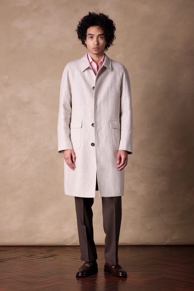 Lisburn Car Coat - Beige Linen Trench Coat for Women | Classic Lightweight Spring & Fall Outerwear | Perfect for Commuting, Travel & Casual Outings