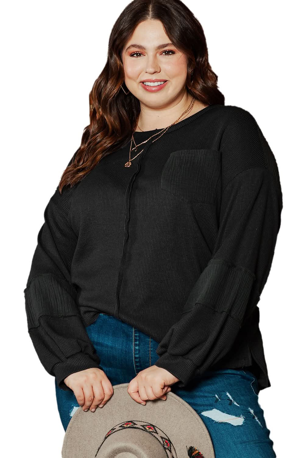 Stylish Plus Size Black Crinkle Top for Women - Trendy & Comfortable Blouse for Casual Wear, Office & Evening Outfits