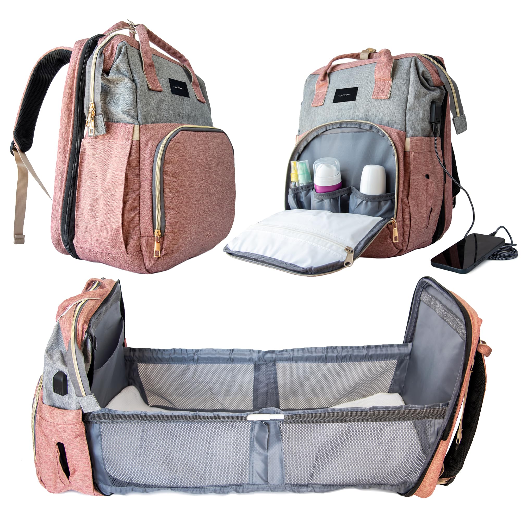 LRG Corporate Diaper Bag Backpack for Baby Care - Waterproof Travel Backpack with Removable Changing Pad & Mosquito Net - Stroller Compatible Baby Carrier Backpack - Perfect for Daycare, Travel & Outdoor Adventures (Includes Personalized Gift Box)