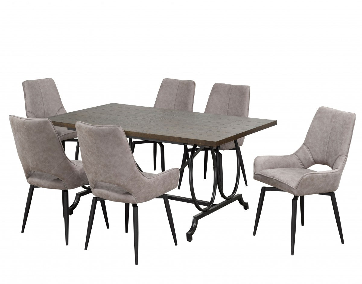 7-Piece Modern Grey Dining Set - Elegant Table & Chairs for Kitchen, Dining Room, or Small Space | Perfect for Family Meals & Entertaining Guests