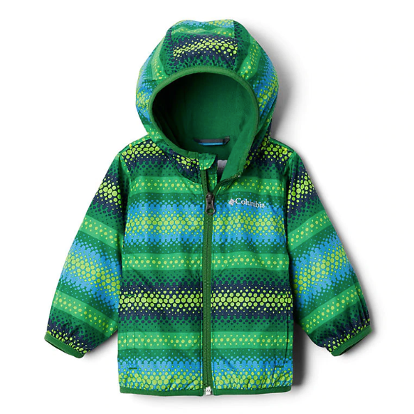 Columbia True Green Bubble Stripes Mini Pixel Grabber II Infant Wind Jacket - Lightweight Water-Resistant Baby Windbreaker for Outdoor Adventures & Playtime