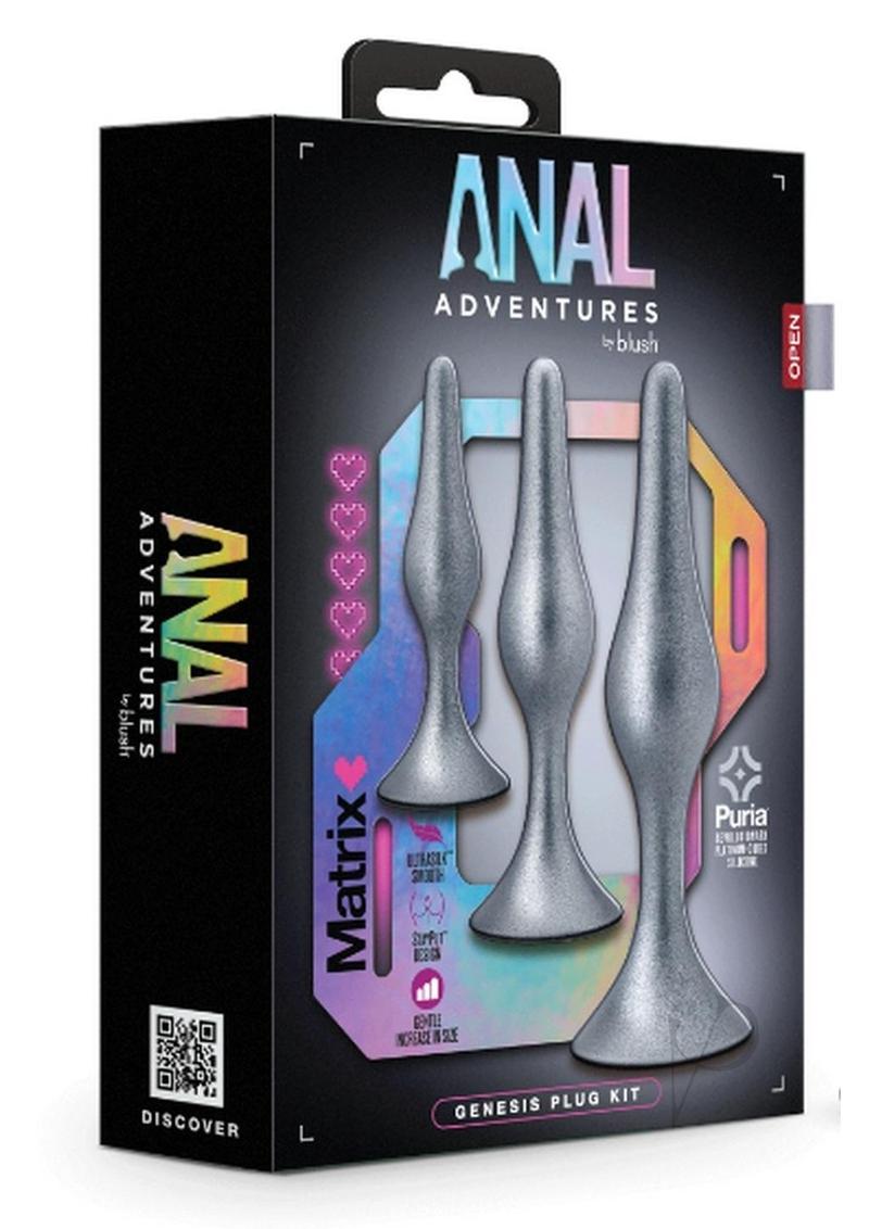 Premium Silicone Anal Plug Kit - Matrix Genesis Anal Training Set for Beginners & Advanced Users | Stellar Silver | Comfortable & Safe for Anal Play, BDSM, Couples & Solo Exploration