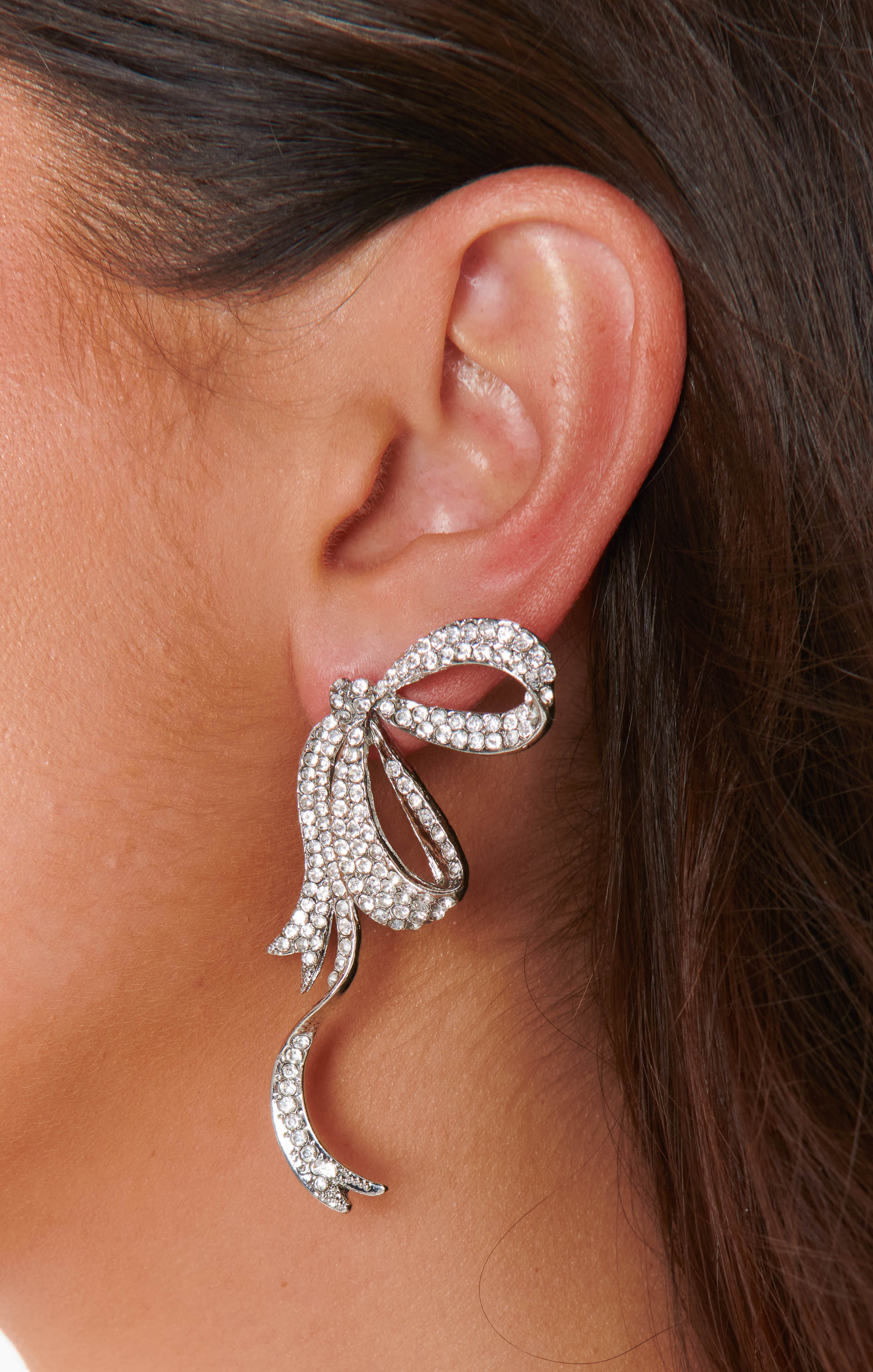 Elegant Silver Bow Ribbon Earrings for Women - Perfect for Weddings, Parties & Everyday Wear