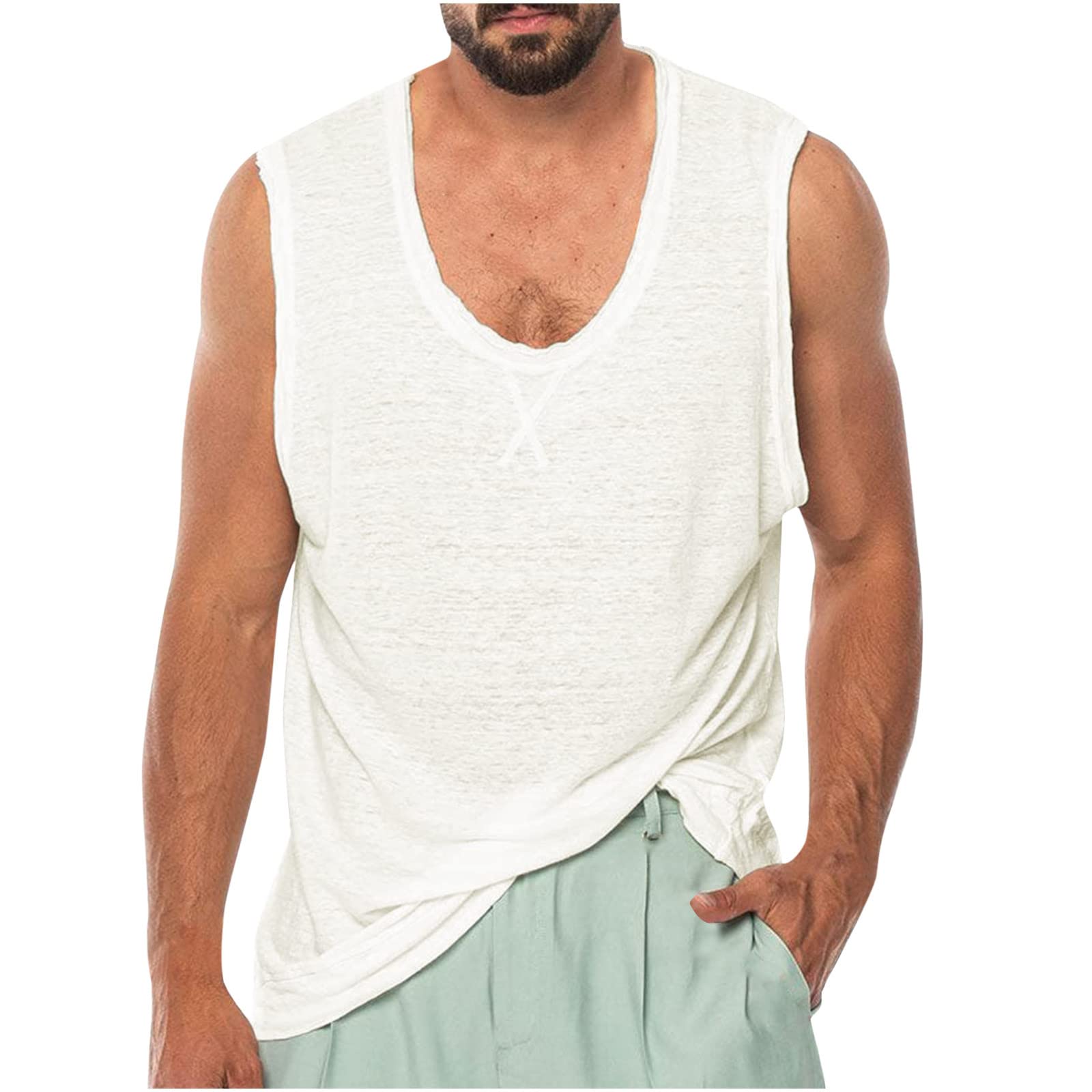 BADHUB Men's Gym Tank Tops - Sleeveless Workout Tee for Fitness & Running