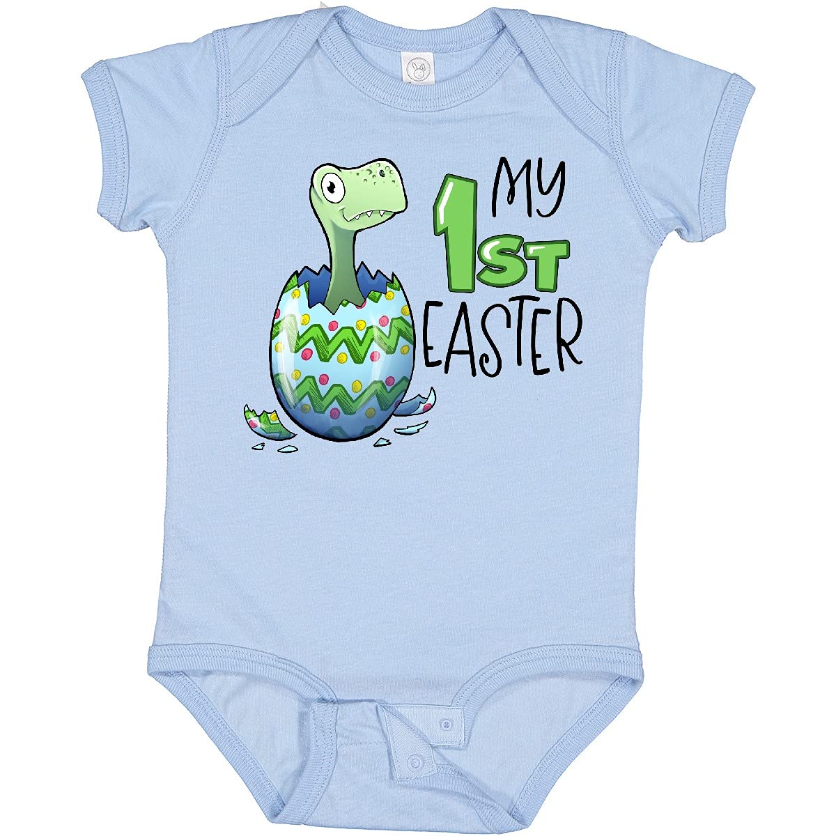 Inktastic My 1st Easter Dinosaur Hatching Easter Egg Baby Bodysuit - Cute Dino Themed Easter Outfit for Newborns & Infants - Perfect for Easter Photos, Egg Hunts & Family Gatherings