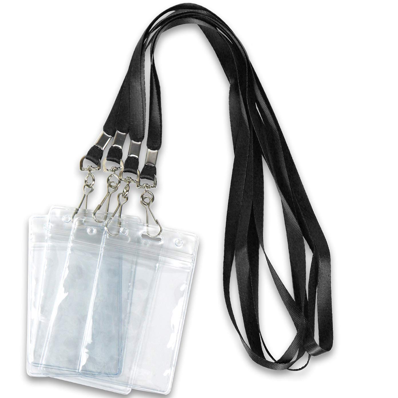 Waterproof ID Badge Lanyards with Holder & J Hook - 50 Pack for Office & Events