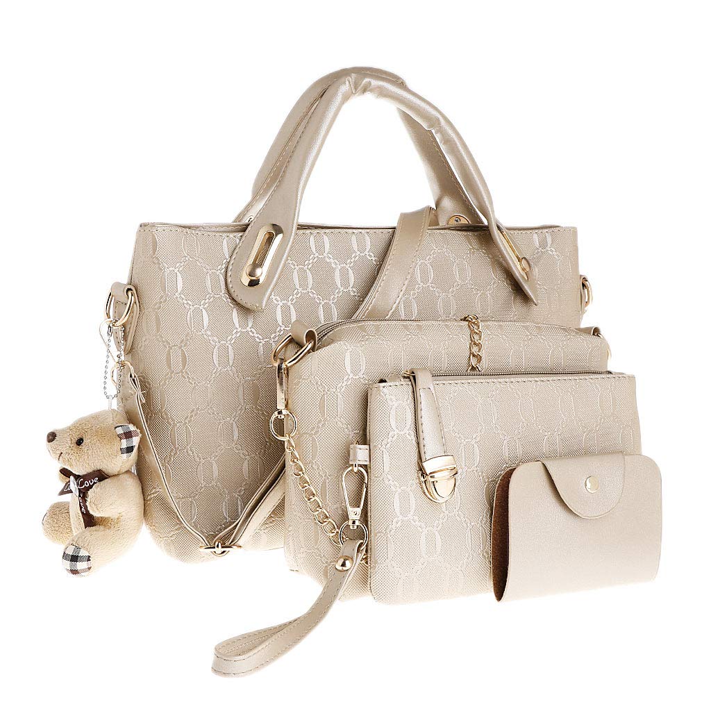 4PCS/Set Women's Genuine Leather Handbags - Shoulder Bag, Tote Purse & Satchel Messenger Bag Set for Work, Travel & Daily Use