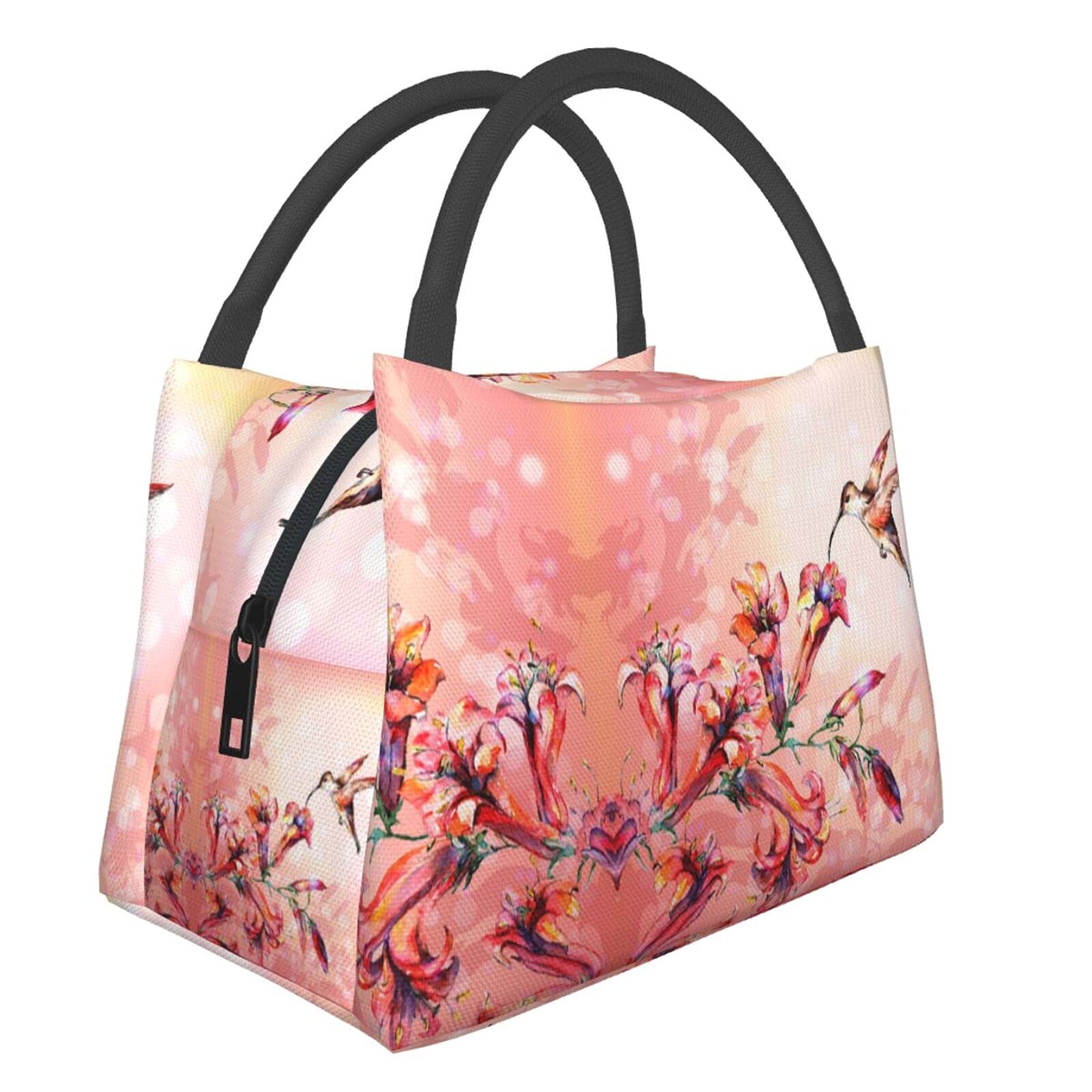 Stylish Tropical Hummingbird Floral Insulated Lunch Bag - Reusable Tote Organizer for Women & Men - Perfect for Office, School, Picnics & Outdoor Activities