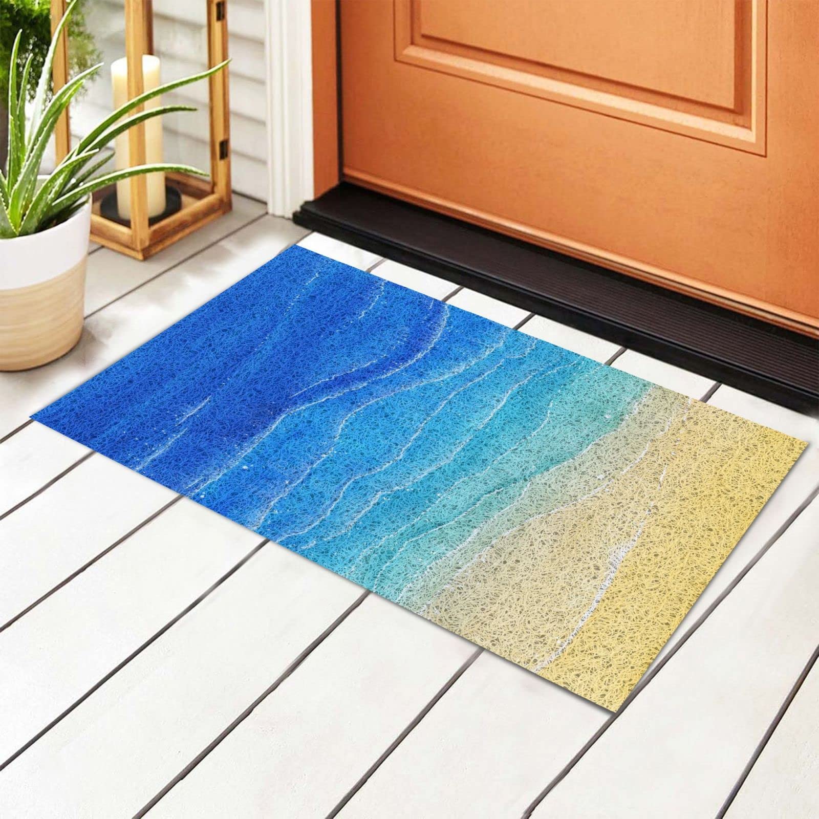 Non-Slip Blue Sea Welcome Mat - Absorbent Indoor/Outdoor Rug for Home Decor