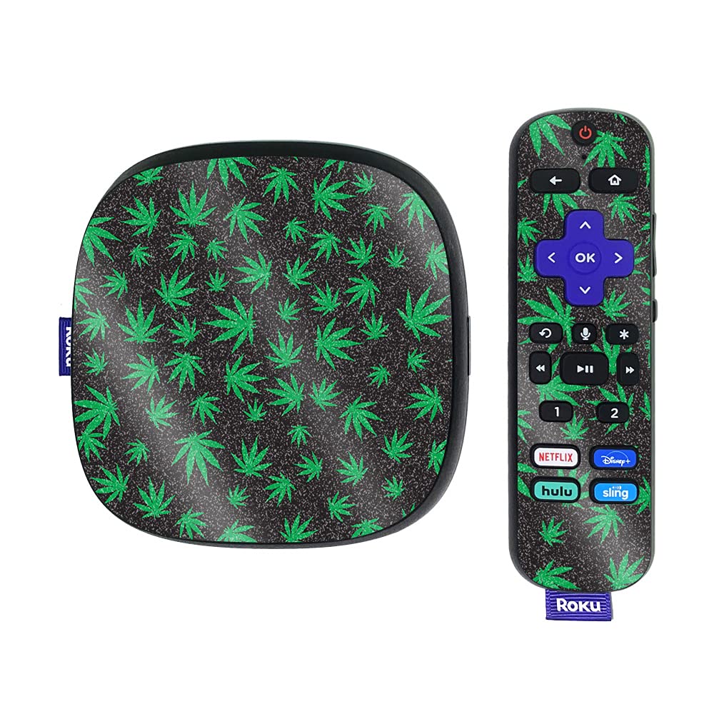 MightySkins Glossy Glitter Skin for Roku Ultra HDR 4K Streaming Media Player (2020) - Marijuana Design | Protective & Durable High-Gloss Finish | Easy to Apply | Made in USA | Perfect for Home Entertainment & Personalized Streaming Devices