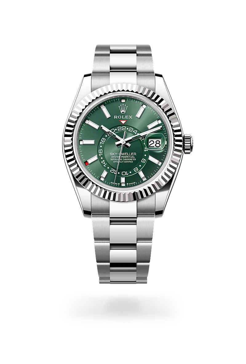 Rolex Sky-Dweller White Rolesor Watch - Oystersteel & White Gold, Ref. M336934-0001 | Luxury Men's Watch for Travel & Business | Richter & Phillips Jewelers