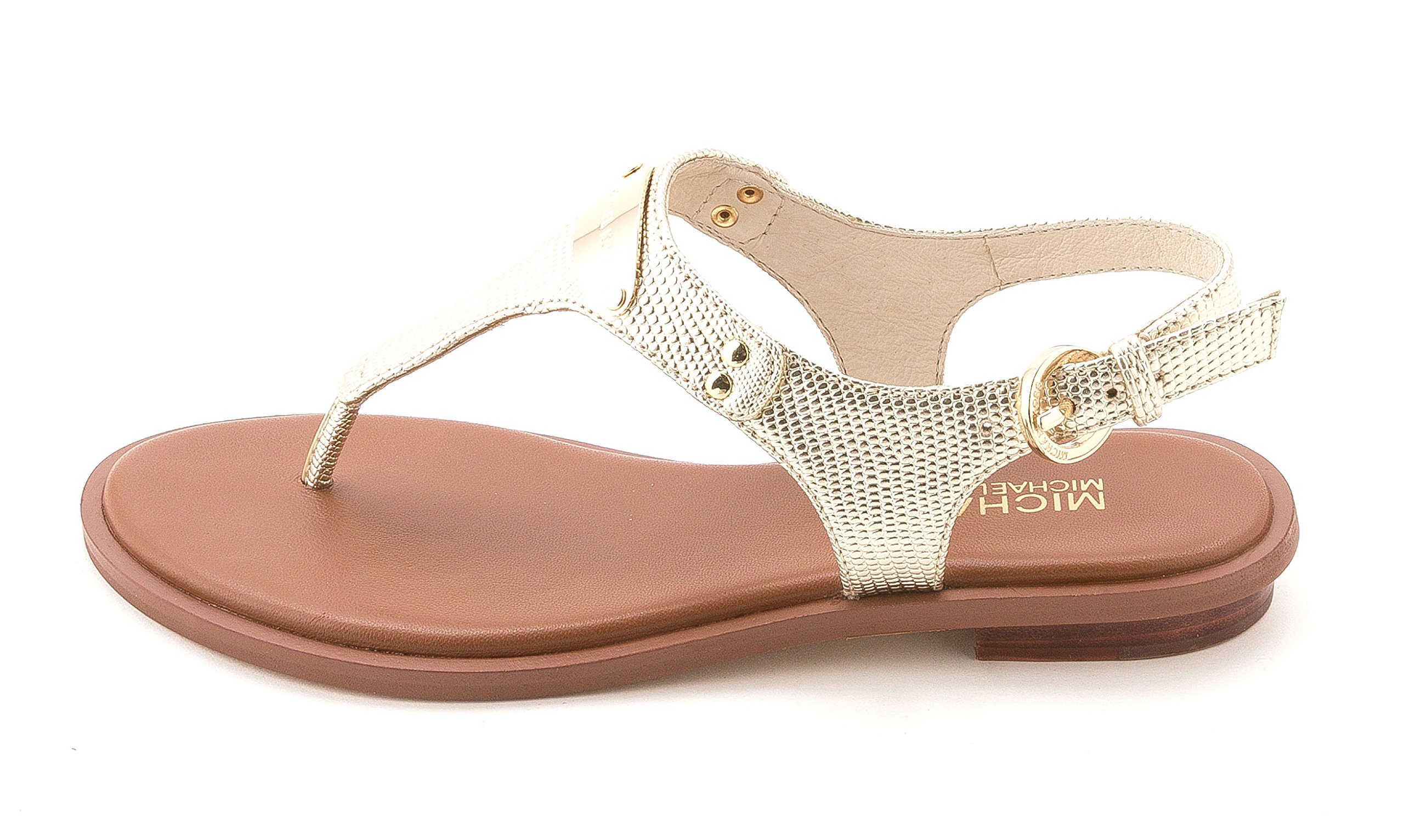 Michael Kors Women's MK Plate Thong Flat Sandal - Comfortable Summer Sandals for Beach, Pool & Casual Outings