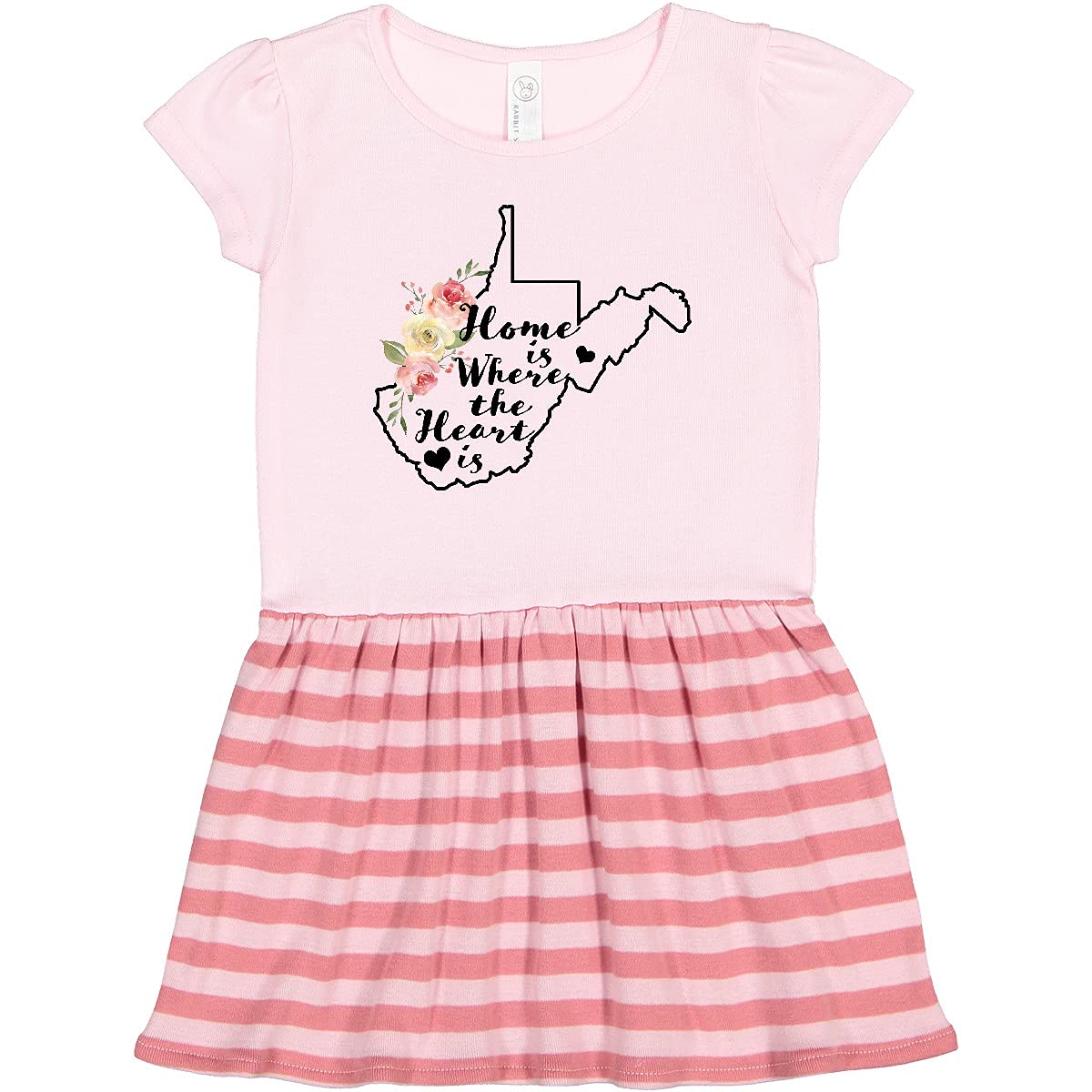 Inktastic West Virginia Home is Where The Heart is Watercolor Print Toddler Dress - Cute Casual Outfit for Girls, Playdates & Family Photos