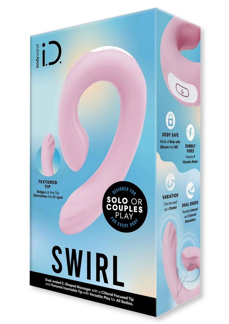 Bodywand ID Swirl Rechargeable Silicone Vibrator with Clitoral Stimulator - Pink | Powerful G-Spot & Clit Massager for Women | Perfect for Solo Play & Couples Intimacy