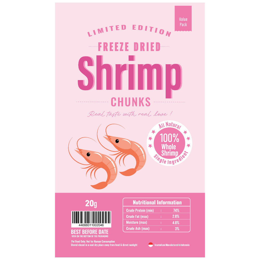 Premium Freeze Dried Shrimp Treats for Dogs & Cats - All Natural, Grain-Free Pet Snacks - Perfect for Training Rewards & Dental Health Care