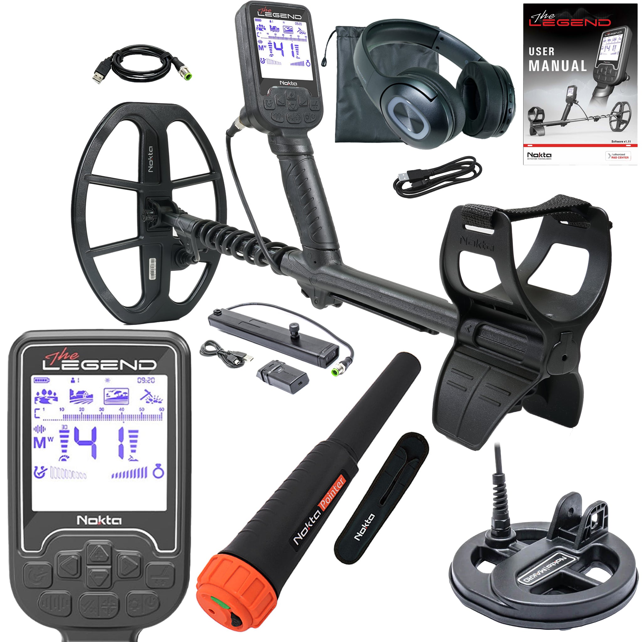 Nokta The Legend SMF Metal Detector Pro Pack with Wireless Headphones & LG30 12x9 Coil - Professional Metal Detecting Kit for Treasure Hunting, Beach Searching & Outdoor Adventures