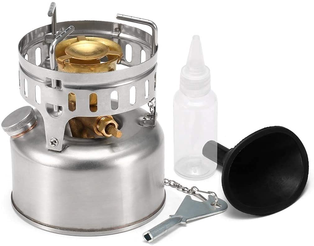 HXR Portable Stainless Steel Camping Stove - Lightweight Mini Gasoline Stove for Outdoor Backpacking, Hiking & Survival Gear - Perfect for Camping, Picnics & Emergency Cooking