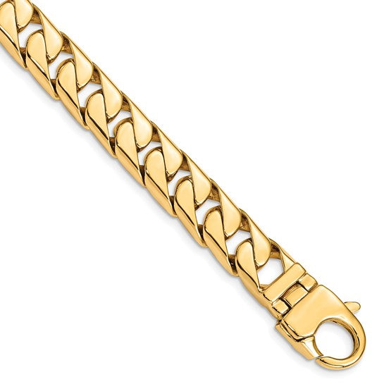 14K Yellow Gold 10.2mm Curb Chain Bracelet for Men - 8.25 Inch Solid Gold Link Wristband - Perfect for Gifts, Weddings & Everyday Luxury Wear