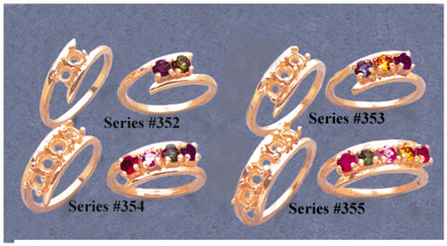 Sterling Silver or 10K Gold 2/3/4/5 Stone Mothers Ring Blank - Size 7 - Notched Setting 163/352/55/143 - Perfect for Jewelry Making, DIY Gifts & Custom Mother's Day Rings