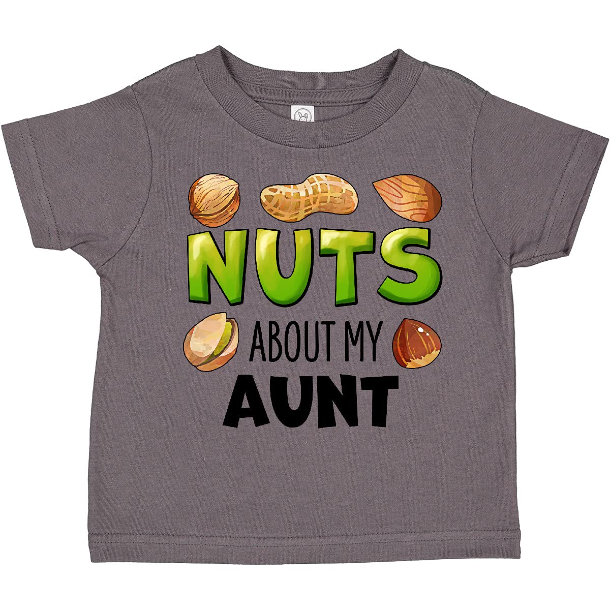Inktastic 'Nuts About My Aunt' Funny Peanut Almond Pistachio Toddler T-Shirt - Cute Casual Outfit for Toddler Boys & Girls - Perfect for Family Reunions, Birthday Gifts & Aunt Appreciation
