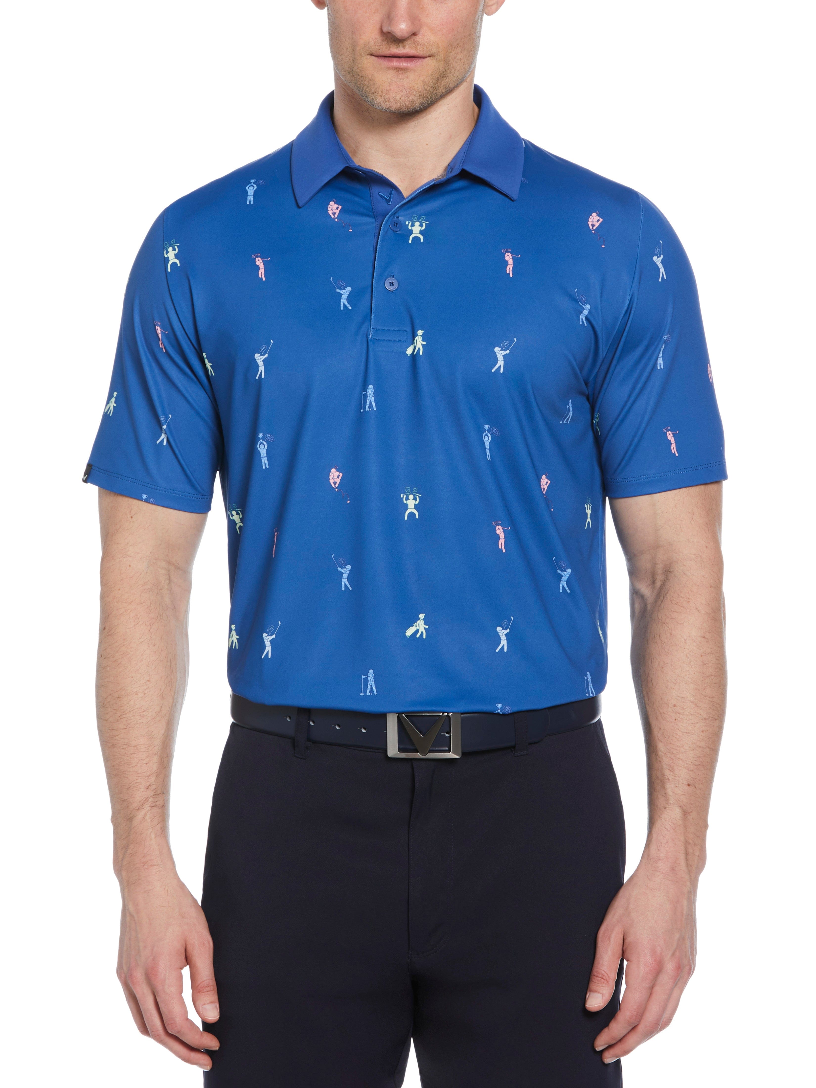 Men's Time Lapse Print Polo Shirt - Stylish Casual Short Sleeve Button Down Top for Work, Golf & Outdoor Activities