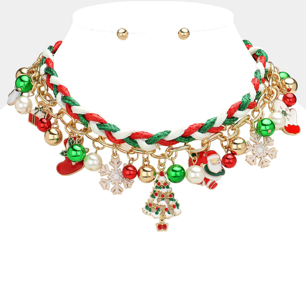 Christmas Charm Bell Necklace - Elegant Braided Chain Layered Jewelry for Women - Perfect for Holiday Parties, Gift Giving & Festive Occasions