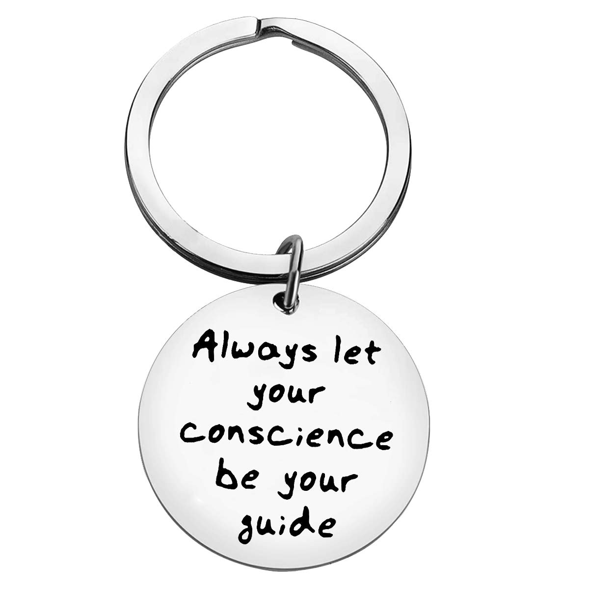 Jiminy Cricket Quote Keychain - Motivational Gifts for Women & Men - Inspirational Encouragement Gifts for Christmas, Thanksgiving - 'Always Let Your Conscience Be Your Guide' - Perfect for Daily Reminder, Office Decor, Backpack Accessory & Thoughtful Present