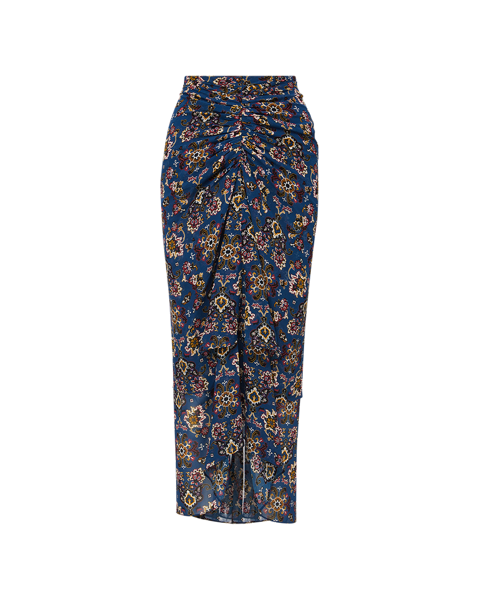 Sira Ruched Silk Skirt for Women - Elegant Midi Skirt with Side Slit, Perfect for Weddings, Parties & Date Nights