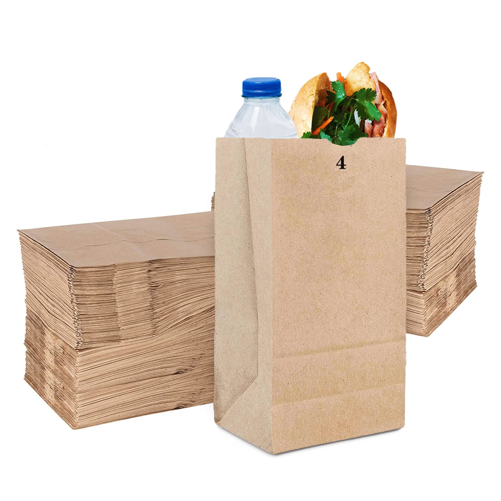 HUANGBAO 4 Lb Kraft Brown Paper Bags - 250 Count Heavy Duty Lunch Bags, Natural Blank Paper Bags for Arts & Crafts, School, Picnics, Parties, and Gift Wrapping - Eco-Friendly & Durable
