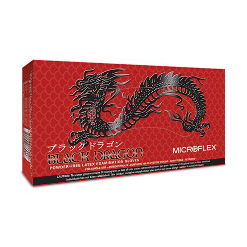Black Dragon Powder-Free Latex Exam Gloves - Disposable Medical Gloves for Dentists, Tattoo Artists & Healthcare Professionals - Ideal for Salon, Clinic & Laboratory Use