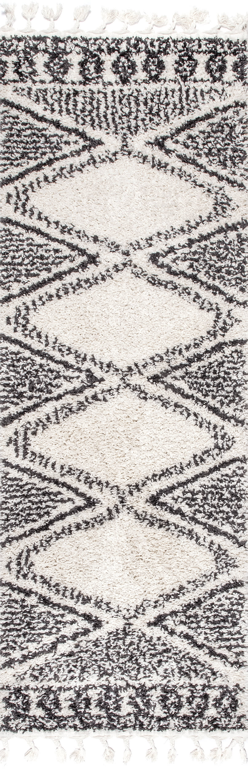 Diamond Lattice Tassel Rug - Soft Bohemian Area Rug in Off White | Perfect for Living Room, Bedroom & Nursery Decor