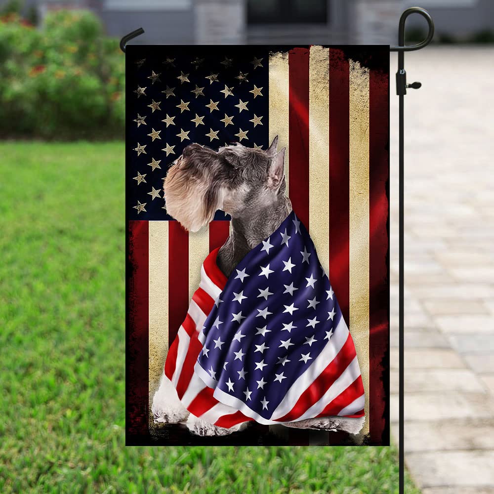 American Flag with Miniature Schnauzer Design - Patriotic Dog Lover's Outdoor & Home Decor for Yard, Garden, and Porch | Perfect for 4th of July, Memorial Day, and Veterans Day Celebrations