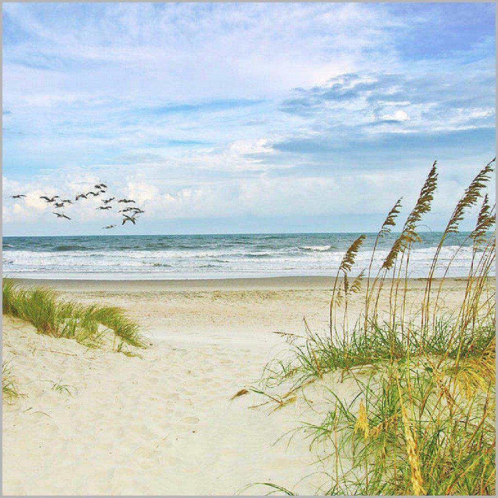 Beach Painting Canvas Poster - Coastal Wall Art Decor for Living Room, Bedroom & Office - Ocean Sunset Scenery Print for Home & Office Decoration