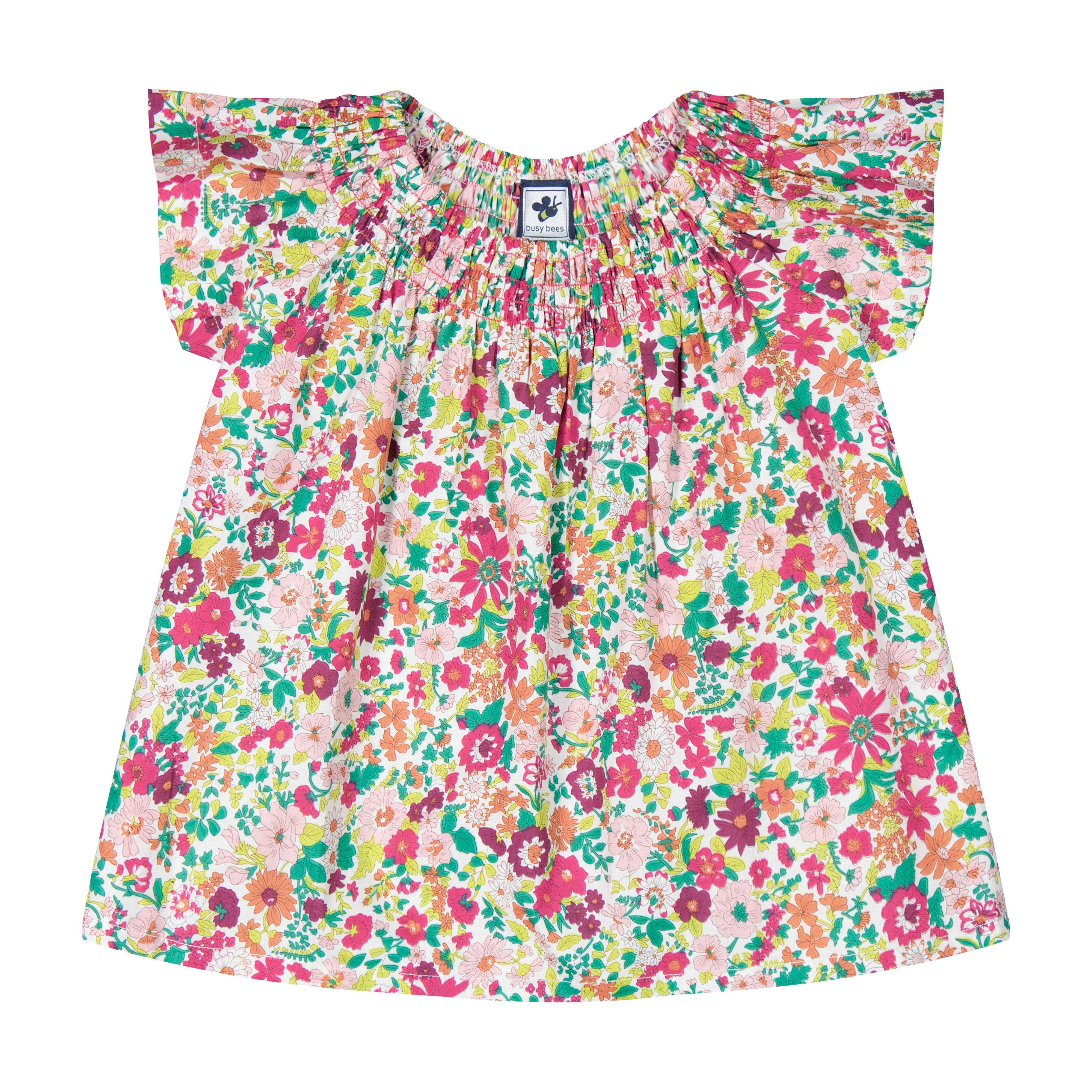 Molly Smocked Top Fuchsia Floral - Women's Elegant Ruffle Blouse for Spring Summer, Perfect for Dates, Parties & Office Wear