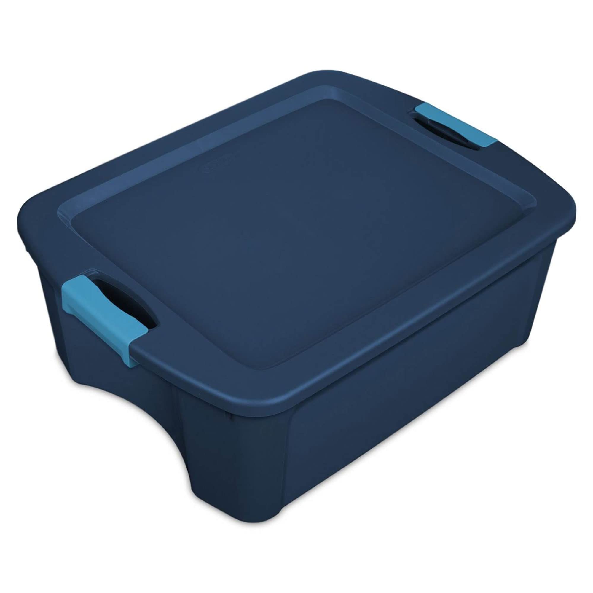 Sterilite 12 Gallon Latching Storage Totes with Handles - 12 Pack True Blue Plastic Bins for Home, Office & Garage Organization - Perfect for Toys, Clothes, Holiday Decor & Seasonal Storage