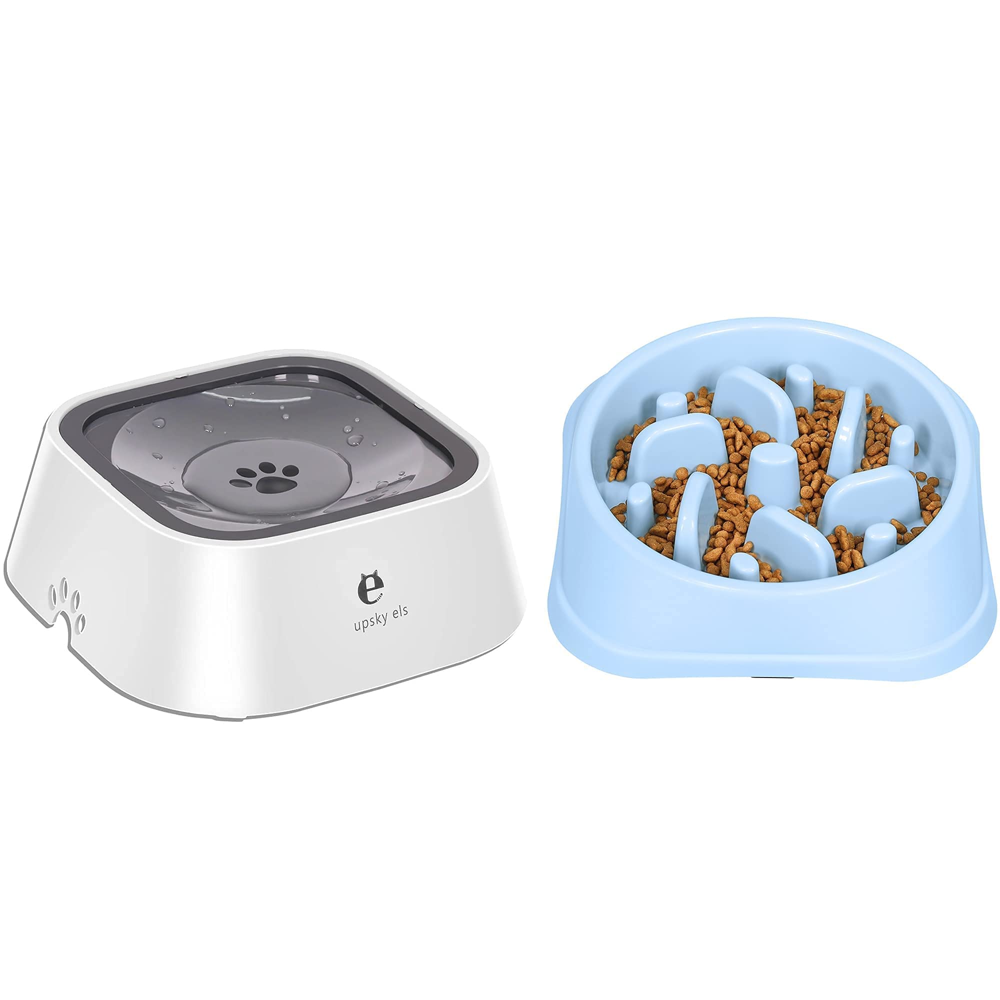 UPSKY No-Spill Slow Feeder Dog Bowl - Anti-Choking Pet Food & Water Dish with Funny Patterns for Small Medium Large Dogs - Perfect for Messy Eaters & Fast Drinkers at Home or Travel