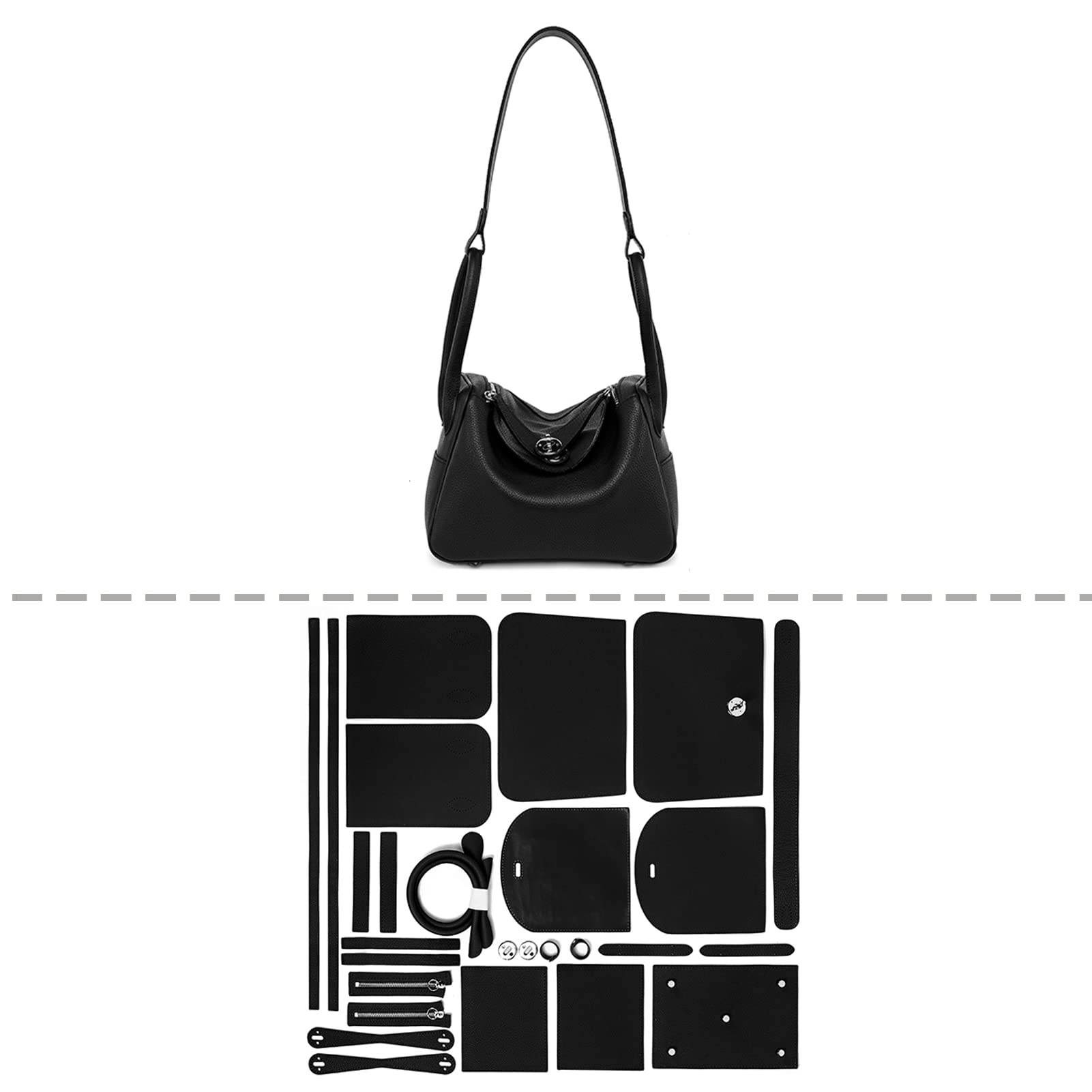 POPSEWING DIY Leather Bag Kit - Luxury Handmade Shoulder Bag for Women, Unique Romantic Gift for Girlfriend, Couples Wedding Gift (Large Black) - Perfect for Date Nights, Anniversaries & Special Occasions