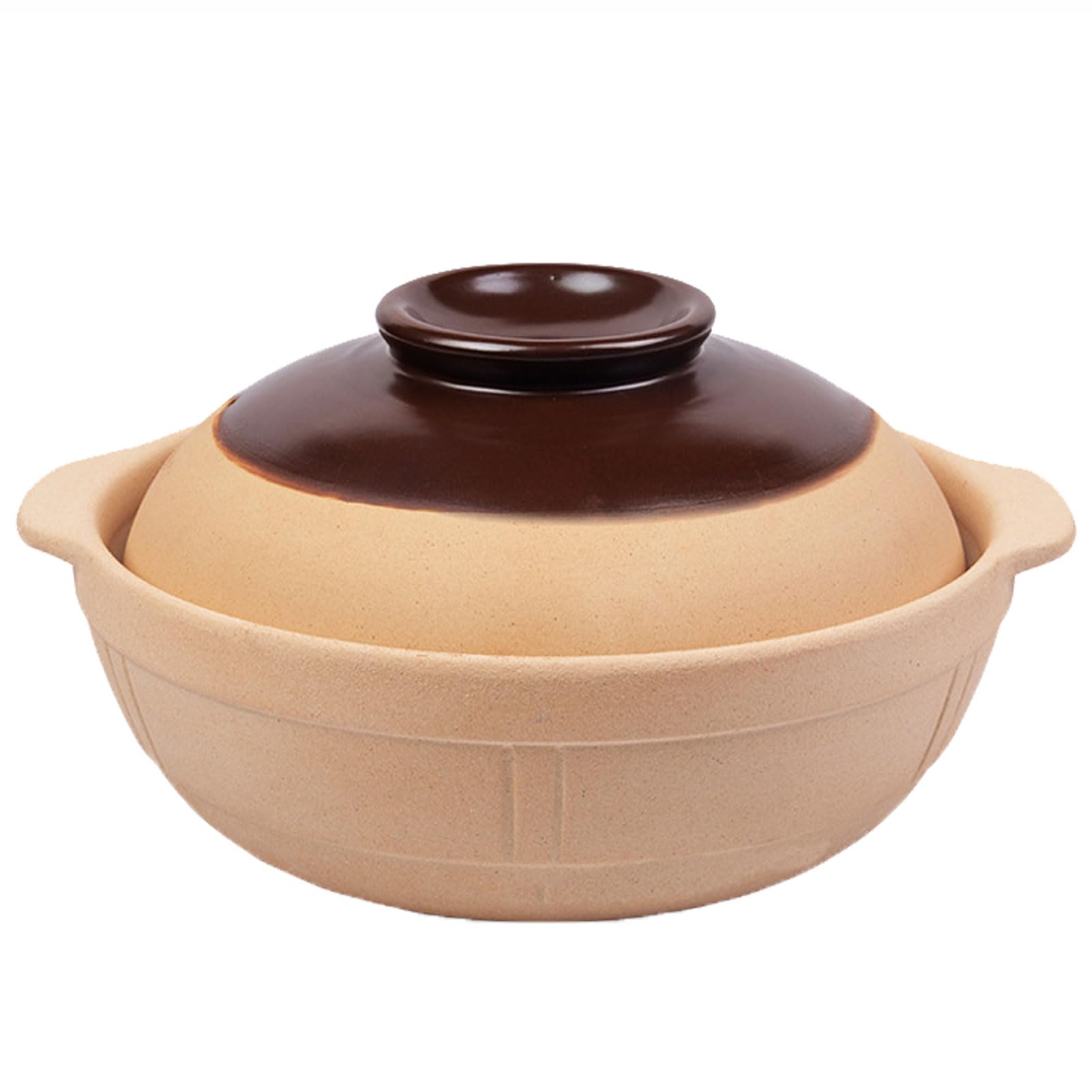 HUHJYUGE 3.8L Unglazed Terracotta Cooking Pot with Lid - Handmade Clay Cookware for Stovetop & Oven Use - Perfect for Stews, Soups & Traditional Dishes