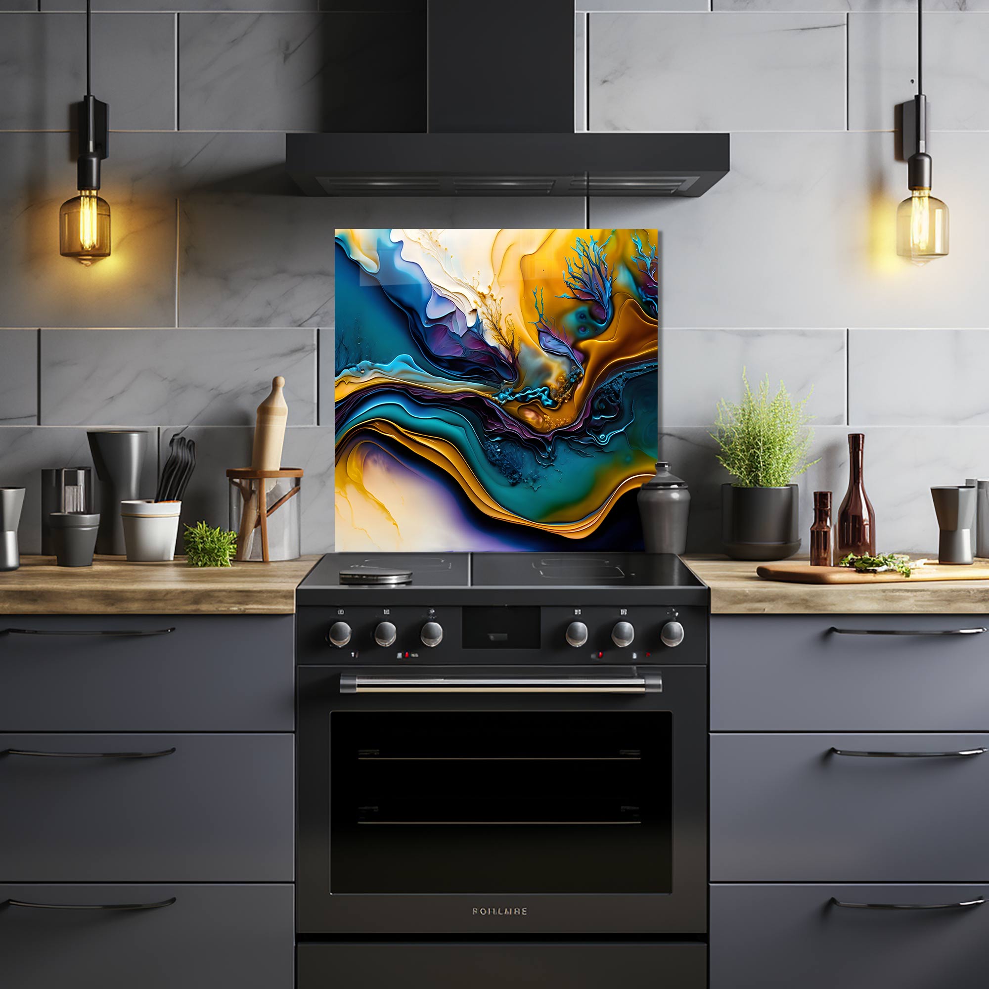 Abstract Brushes II Glass Splashback - Modern Kitchen Backsplash & Bathroom Wall Panel - Perfect for Home Decor & Interior Design