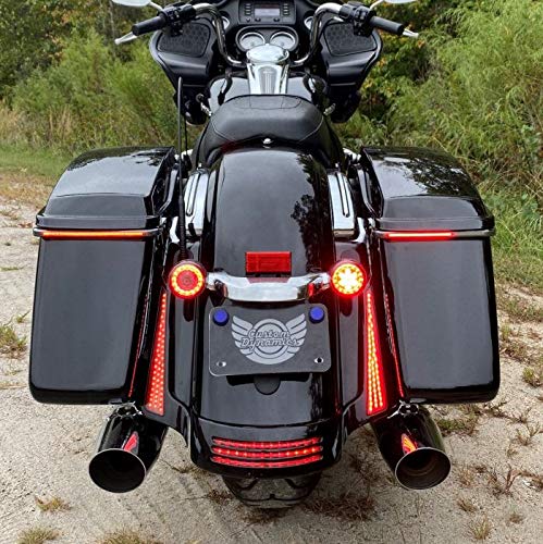 CUSTOM DYNAMICS Sequential Low Profile BAGZ™ Saddlebag Lights for 2014-2023 Harley Davidson Touring Motorcycles (Red Lens) - Enhanced Visibility & Style for Night Riding & Custom Bike Builds