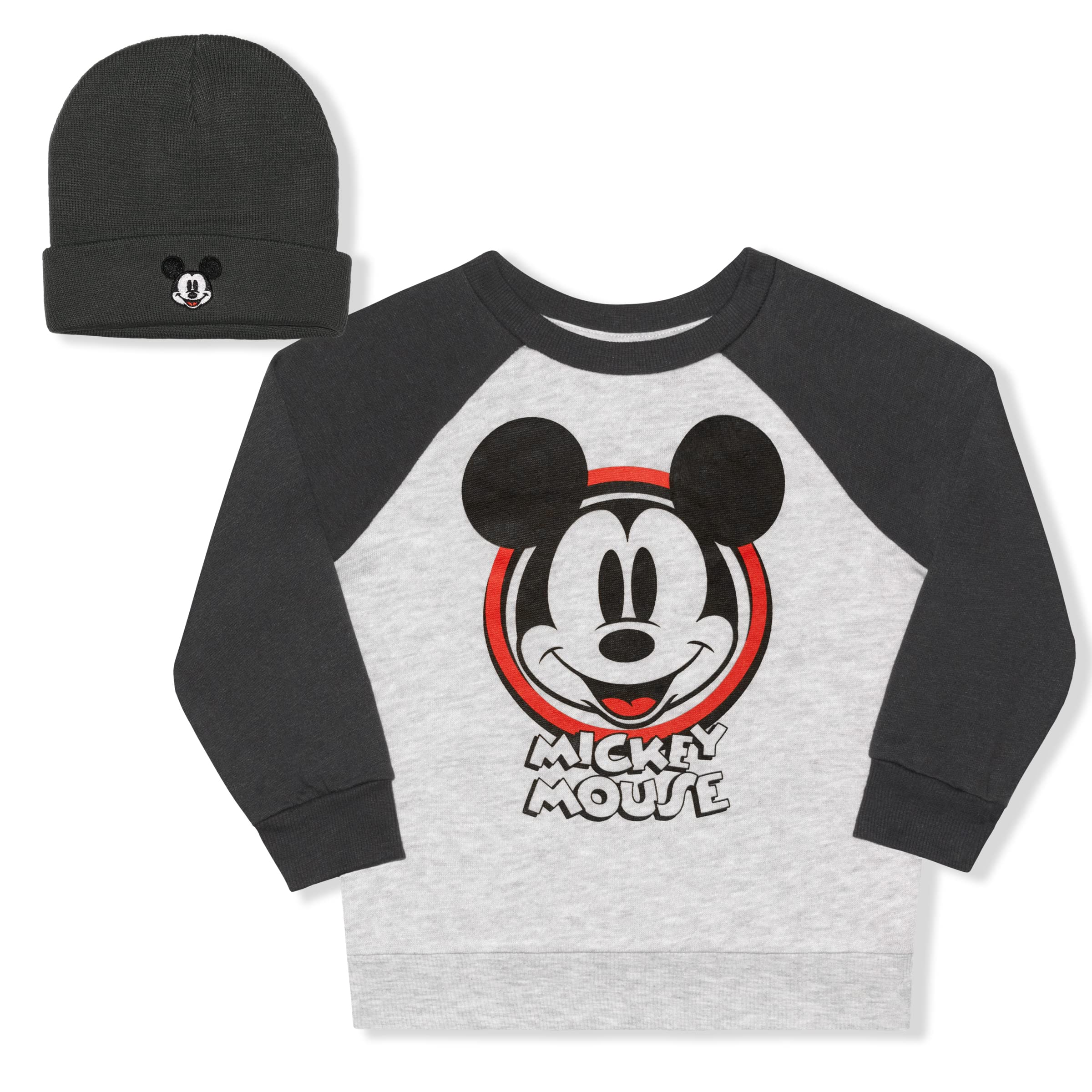 Disney Mickey Mouse Boys' Sweatshirt and Beanie Set - Cute Cartoon Character Hoodie & Winter Hat for Kids - Perfect for School, Playdates, and Family Outings