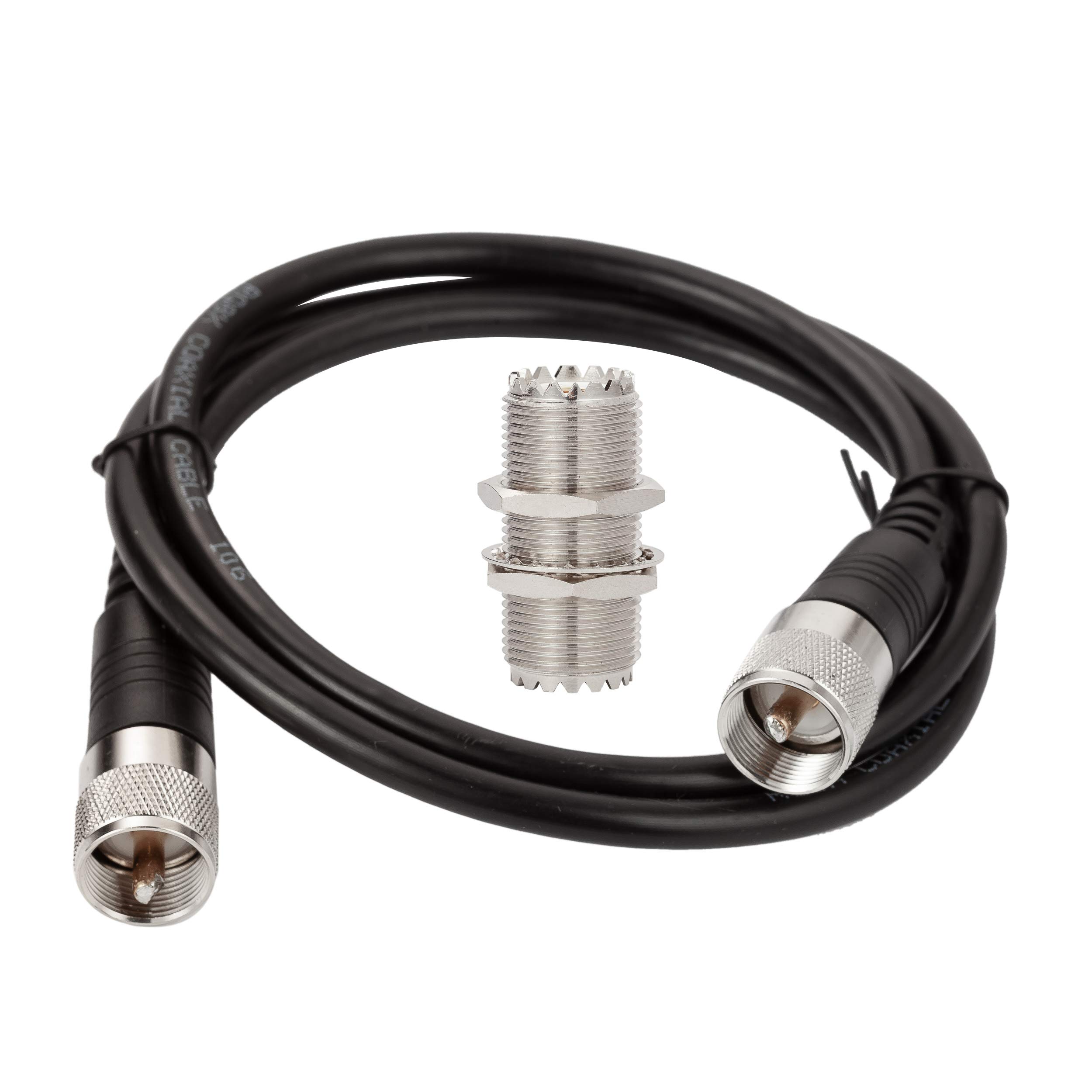 50ft PL259 Male to PL259 Male RG58 Jumper Cable with SO-239 Adapter - CB Radio, Ham Radio & Two Way Radio Coaxial Cable for SWR Meter & Amplifier - Perfect for CB Communication, Emergency Kits & Radio Enthusiasts