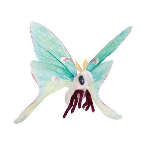 Folkmanis Luna Moth Finger Puppet - Realistic Hand Puppet for Kids, Storytelling & Educational Play - Perfect for Classroom, Theater & Imaginative Playtime