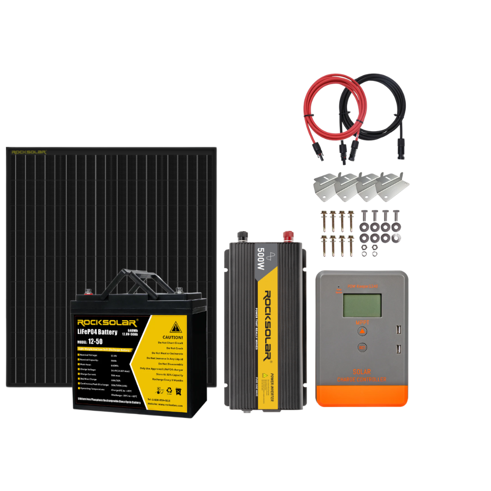ROCKSOLAR 500W 12V Off Grid Solar Panel Kit with Charge Controller - Portable Solar Power System for RV, Boat, Cabin & Emergency Backup