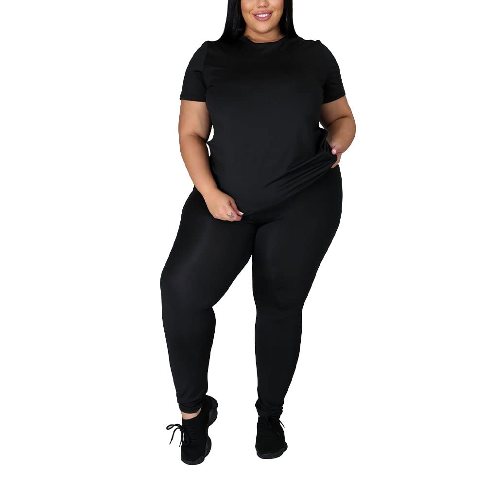 PINSV Plus Size Two Piece Outfits for Women - Summer Loungewear & Casual Workout Sets - Comfortable Matching Outfit for Yoga, Gym, Travel and Home Relaxation