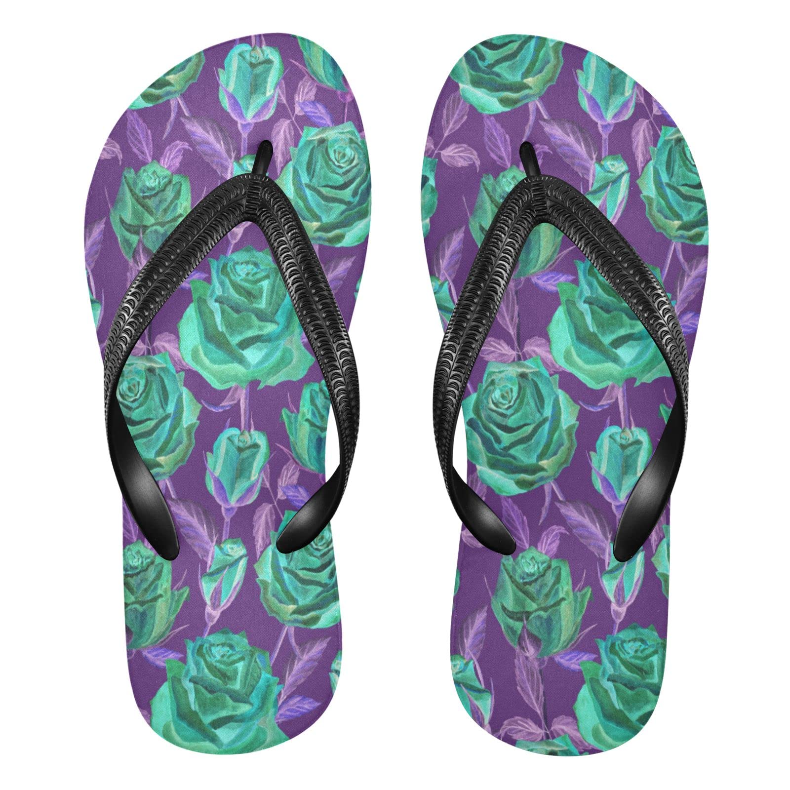 **Turquoise & Purple Women's Flip Flops - Summer Beach Sandals, Comfortable Thong Slippers, Non-Slip Shower & Water Shoes for Pool, Vacation, and Casual Wear**